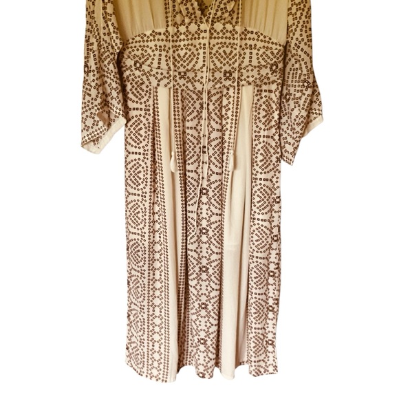 NWT Free People Kimono Maxi Dress in Pearl and Brown - Picture 6 of 16